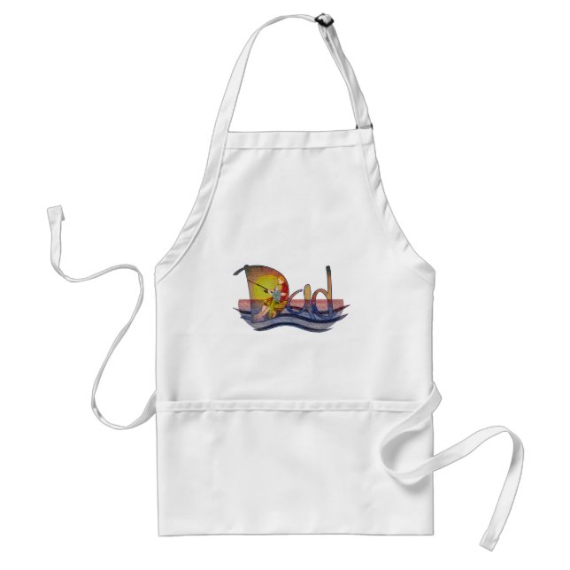 Father and son fishing artistic text design standard apron (Front)
