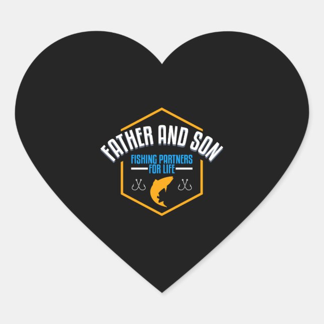 Father and Son fishing Heart Sticker (Front)