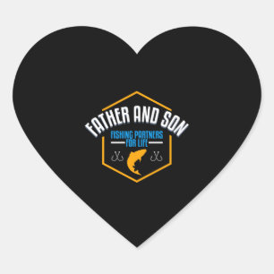 Father and Son fishing Heart Sticker