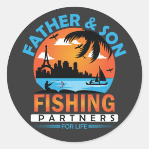 Father and Son Fishing Partners for Life Classic Round Sticker