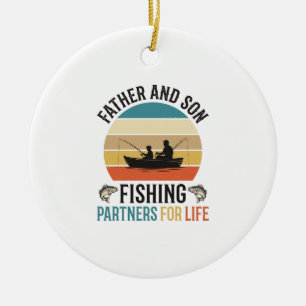Father and Son Fishing Partners for Life Design_1 Ceramic Tree Decoration