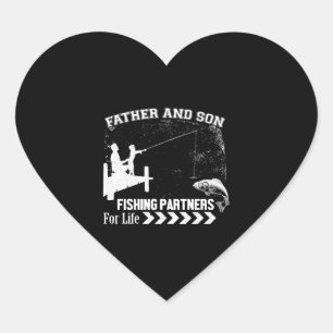 Father and Son Fishing Partners for Life Heart Sticker