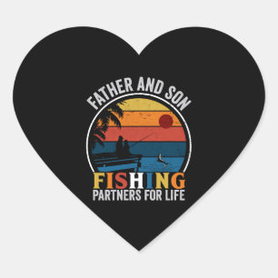 Father And Son Fishing Partners For Life   Heart Sticker