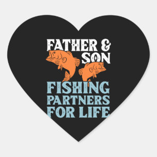Father & And Son, Fishing Partners For Life Heart Sticker