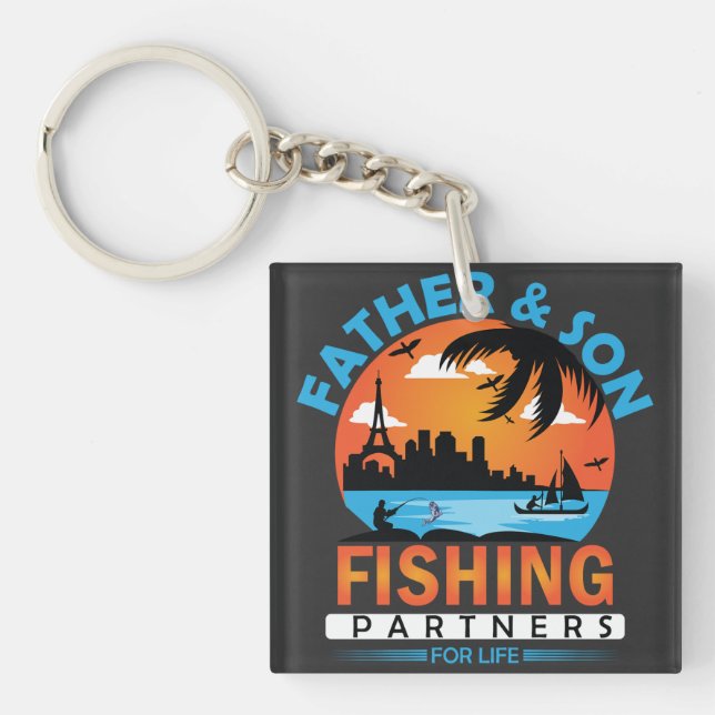 Father and Son Fishing Partners for Life Key Ring (Front)