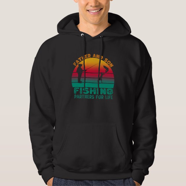 Father And Son Fishing Partners For Life Retro Fat Hoodie (Front)