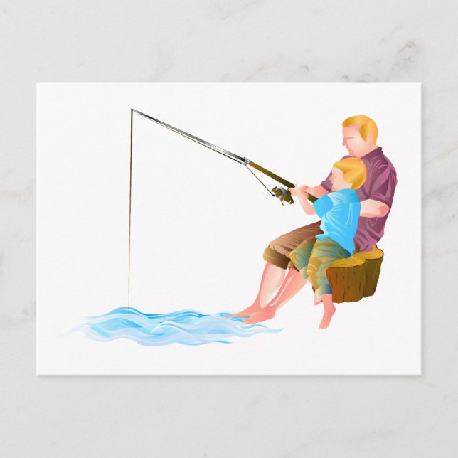 Father and son fishing postcard (Front)