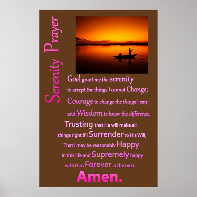 Father and son fishing the serenity prayer poster (Front)