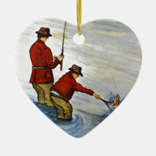 Father and son fishing trip ceramic tree decoration