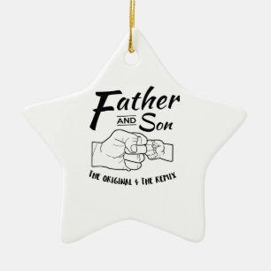 Father and Son Fist bump Ceramic Tree Decoration