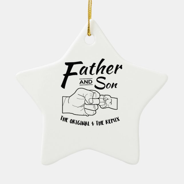 Father and Son Fist bump Ceramic Tree Decoration (Front)