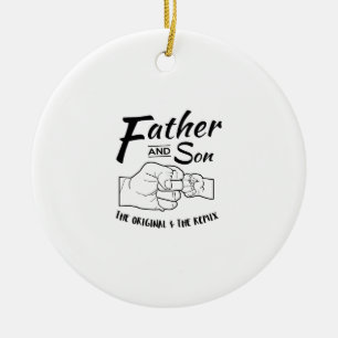 Father and Son Fist bump Ceramic Tree Decoration