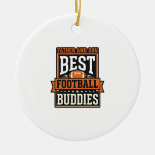 Father and Son Football Buddies Vintage Shirt Desi Ceramic Tree Decoration