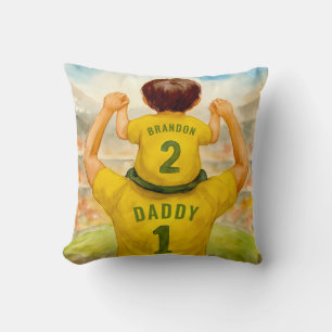 Father and Son Football Jersey Back View Cushion