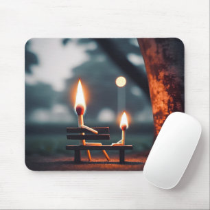 Father and Son Matchsticks On a Bench Mouse Mat