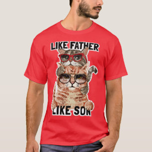 Father and son slogan with cat family in sunglasse T-Shirt