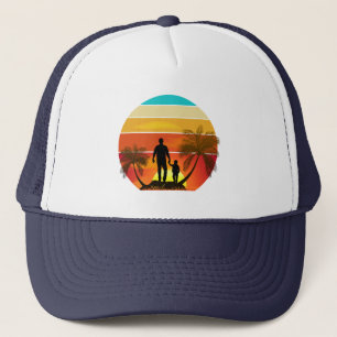 Father and Son Vintage Sunset Family Gift Idea Trucker Hat