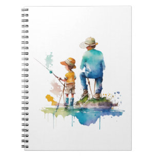 Father and Son Watercolor Illustration Ai Art Notebook