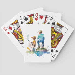 Father and Son Watercolor Illustration Ai Art Playing Cards