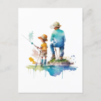 Father and Son Watercolor Illustration Ai Art