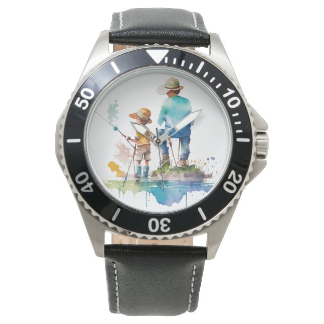 Father and Son Watercolor Illustration Ai Art Watch (Front)