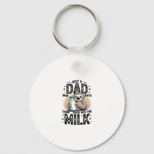 father and son with milk  sloth graphic design-01 key ring