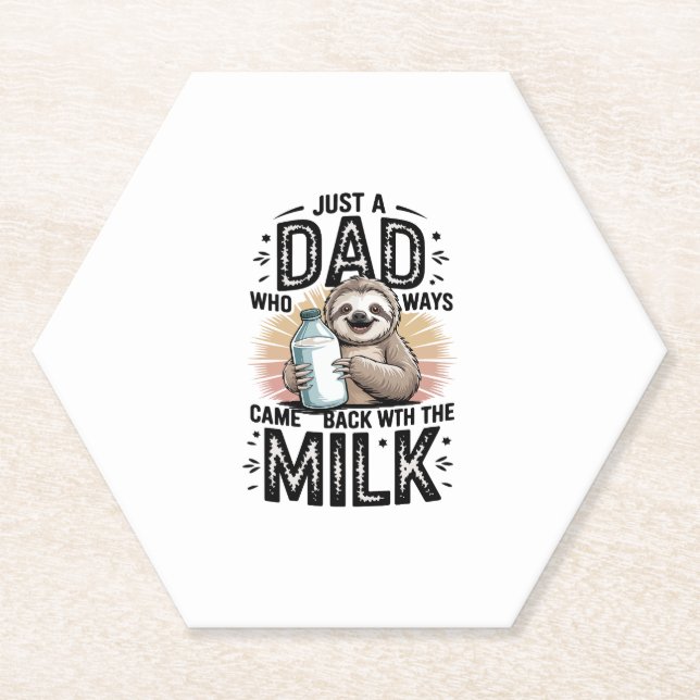 father and son with milk  sloth graphic design-01 paper coaster (Front)