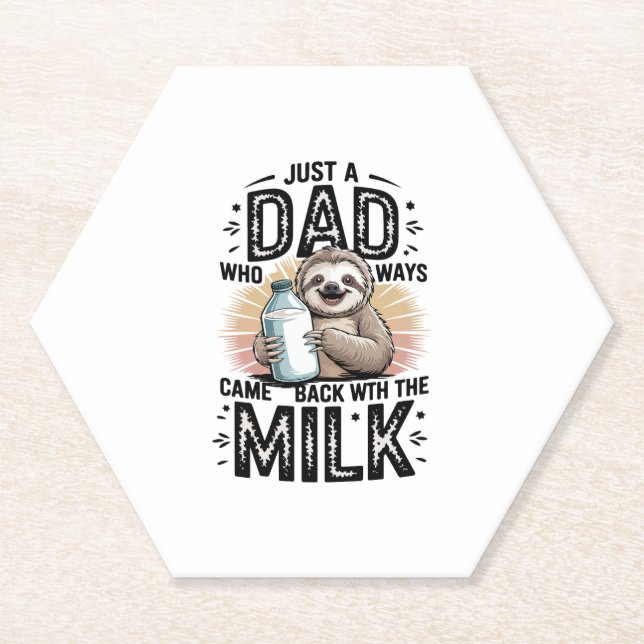 father and son with milk  sloth graphic design-01 paper coaster (Front)