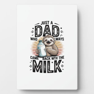 father and son with milk  sloth graphic design-01 plaque