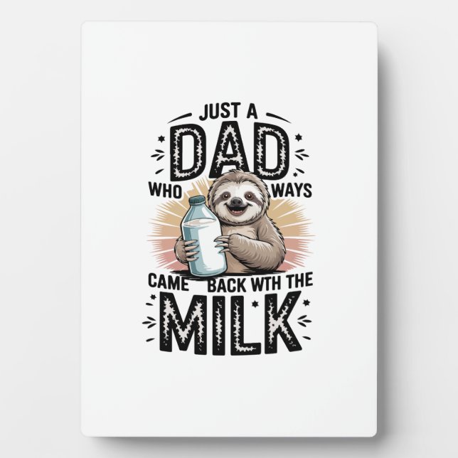 father and son with milk  sloth graphic design-01 plaque (Front)