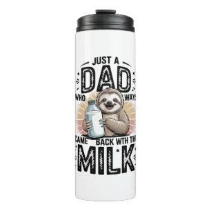 father and son with milk  sloth graphic design-01 thermal tumbler