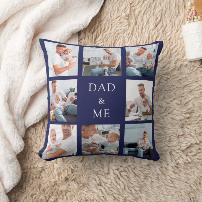 Father baby photo collage navy blue cushion (Blanket)