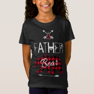Father Bear Buffalo Plaid Matching Family Camping  T-Shirt