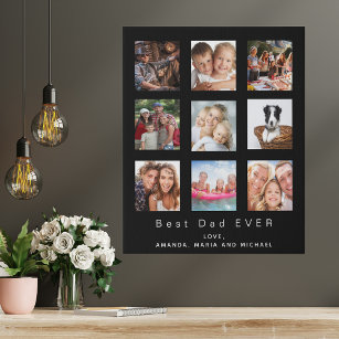 Father Best dad black family photo collage Faux Canvas Print