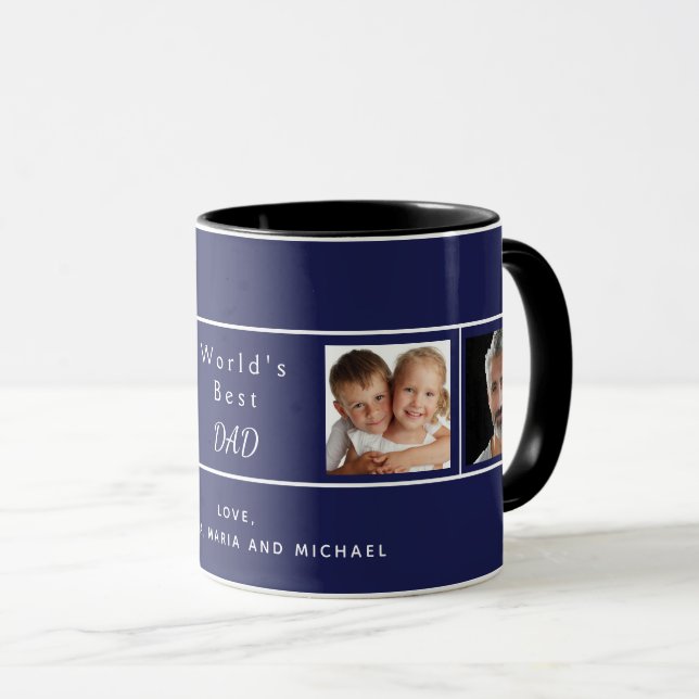 Father Best dad ever navy blue photo Mug (Front Right)