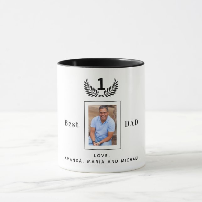 Father Best dad ever photo black white names Mug (Center)