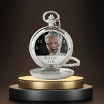 Father best dad photo pocket watch<br><div class="desc">Template for your own photo of the best dad,  father in the world.  A white frame with black text. White numbers from 9 to 3. A birthday or Christmas gift for your father.  With the text: Best Dad Ever.</div>