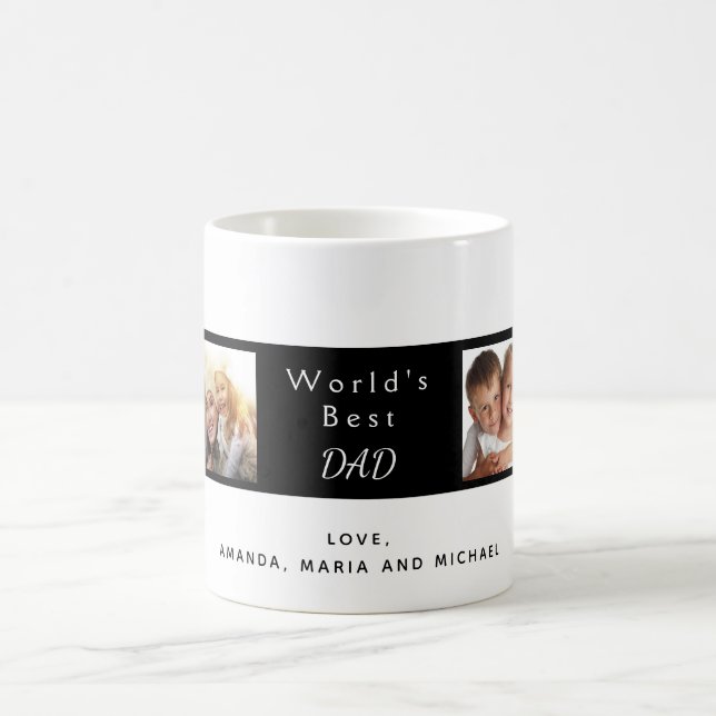 Father Best dad white black photo collage Coffee Mug (Center)