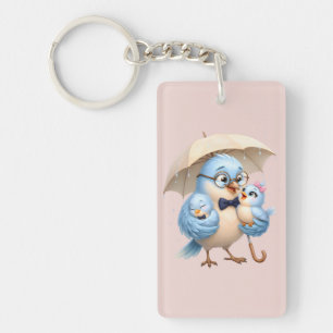 Father Bird Acrylic Keychain Cute Family Gift