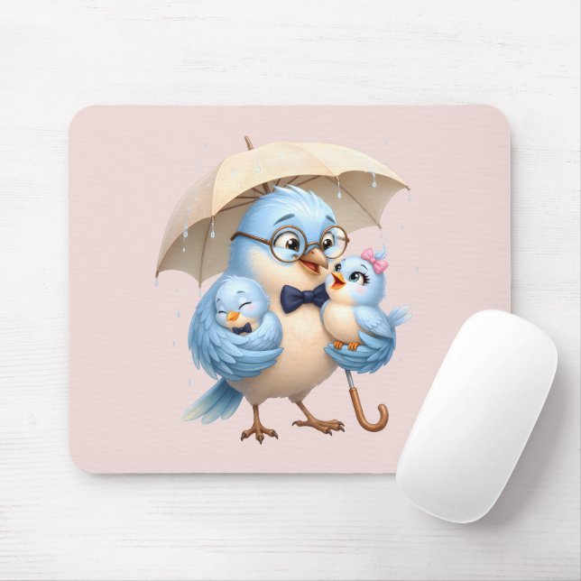 Father Bird Family Mouse Pad (With Mouse)