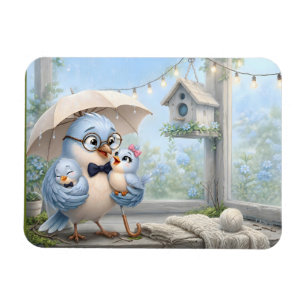 Father Bird Flexible Photo Magnet – Cute Blue Bird