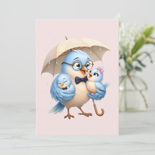 Father Bird Folded Card For Dad (Standing Front)