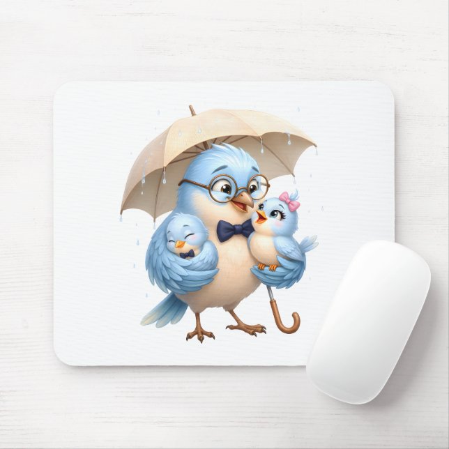 Father Bird Mouse Pad Family Design (With Mouse)