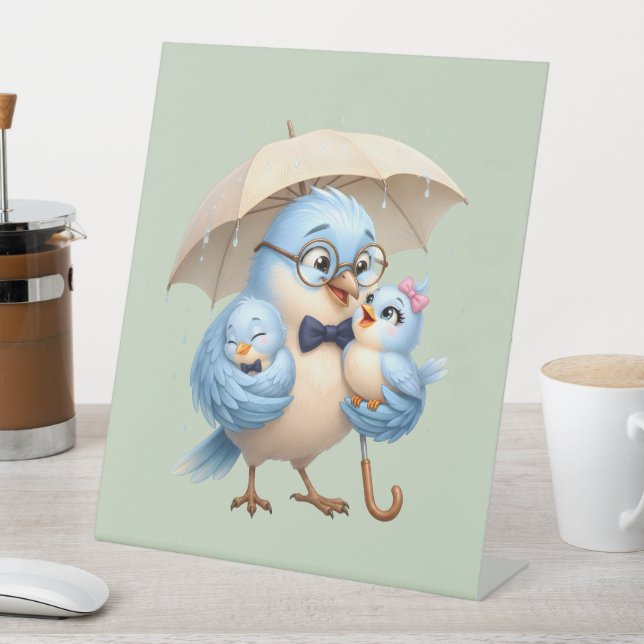 Father Bird Pedestal Sign Decor (In SItu)