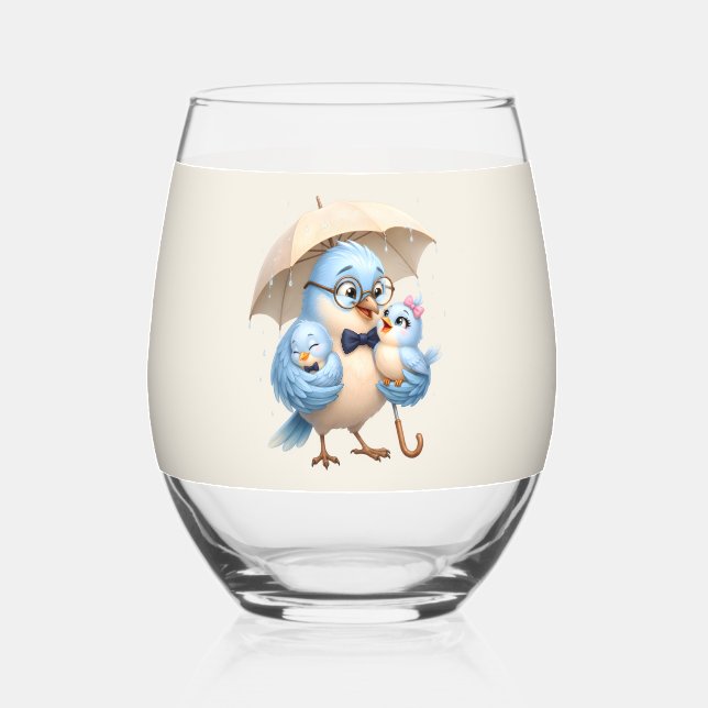 Father Bird Stemless Glass Dad Gift (Front)