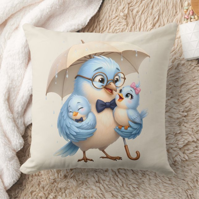 Father Bird Throw Pillow Dad Gift (Blanket)