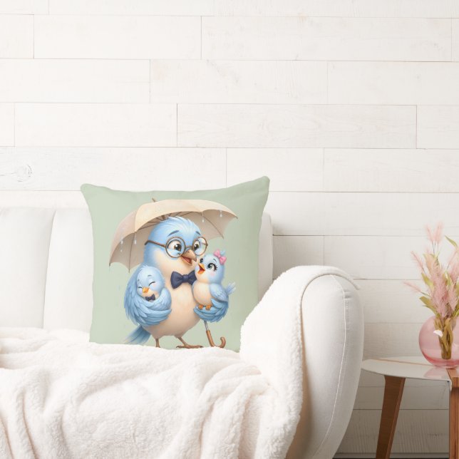 Father Bird Throw Pillow Family Gift (Couch)