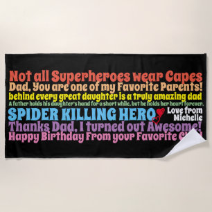 Father Birthday From Daughter Rainbow Funny Quotes Beach Towel