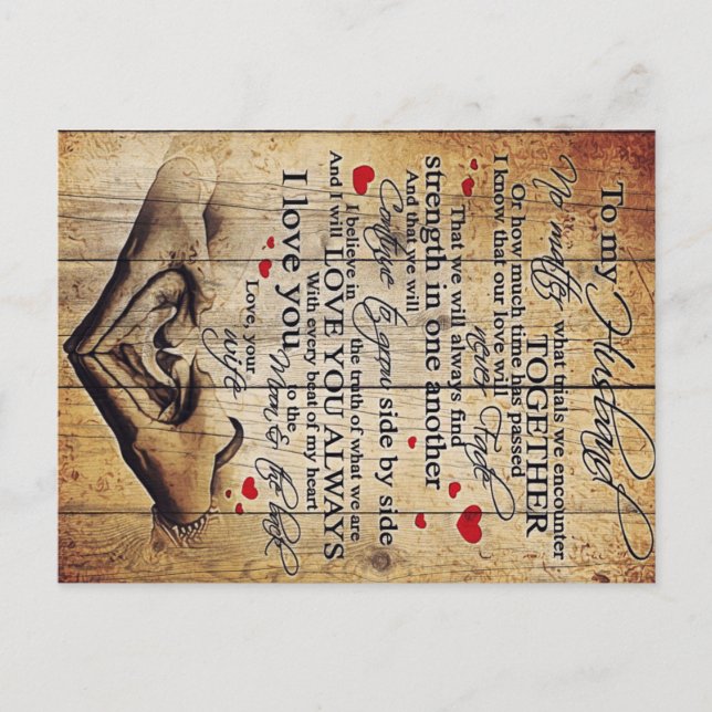 Father Birthday Gift | Letter To My Husband Announcement Postcard (Front)