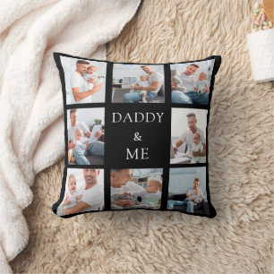 Father black photo collage baby child cushion